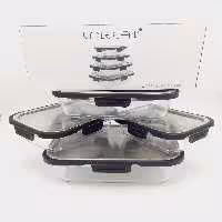 ظرف نگهدارنده 4تکه مستطیل درب استیل والرین 40004Valerian Glassware