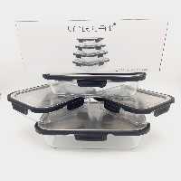 ظرف نگهدارنده 4تکه مستطیل درب استیل والرین 40004Valerian Glassware