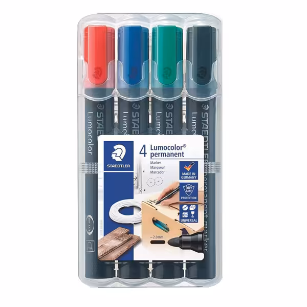 ماژیک چند منظوره استدلر مدل LUMOCOLOR PERMANENT مجموعه 4 عددی