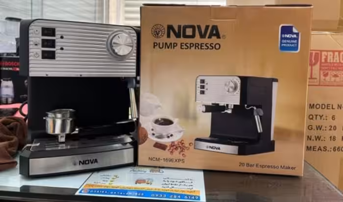 اسپرسوساز نوا NCM-169 اصلی با قدرت 20 بار (دارای  2 بسکت)برای فوم بیشتر