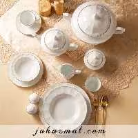 سرویس چینی یاسمن نئوکلاسیک زرین 83 پارچه (سفید لب طلا)