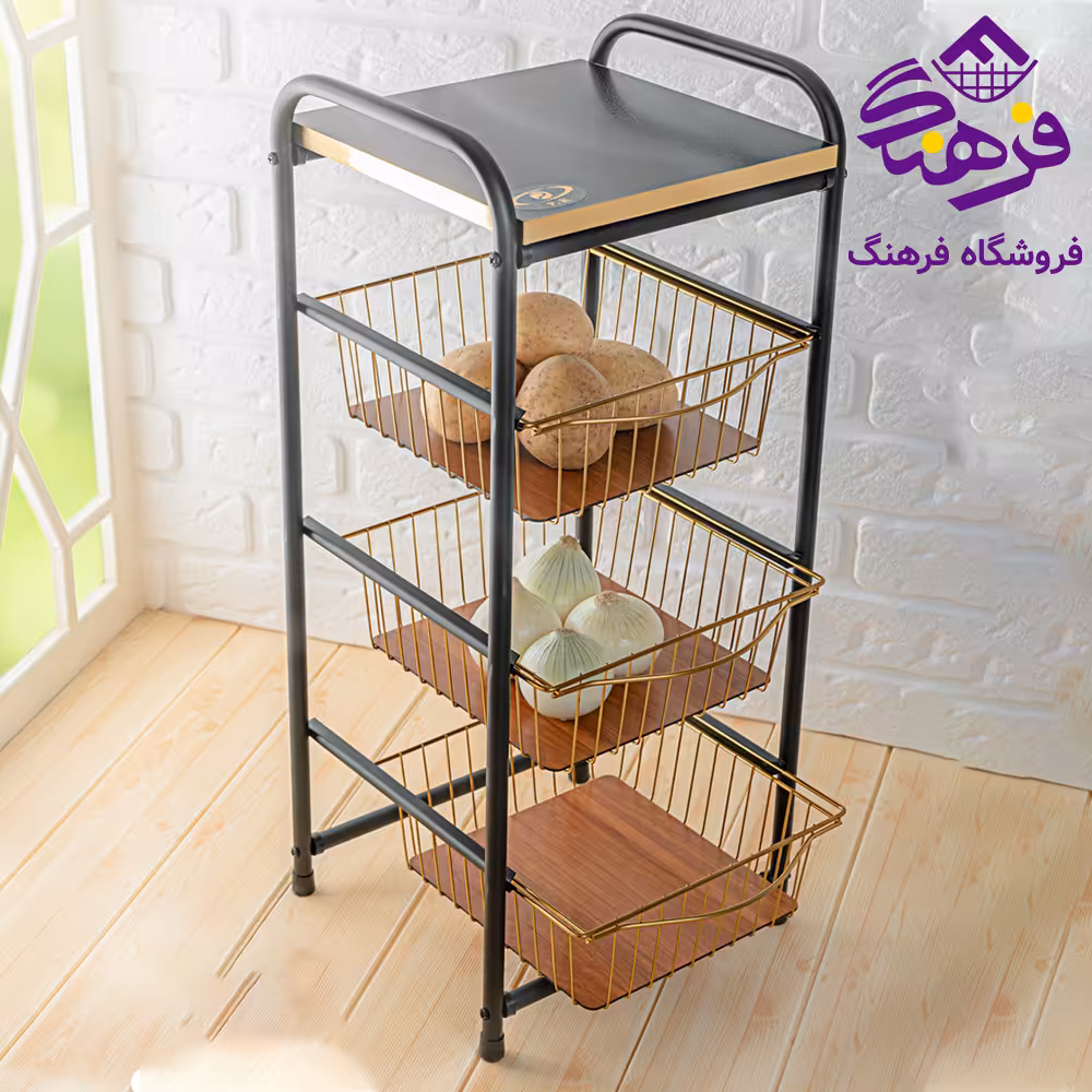 جاپيازي پیشتاز  کاوه کشويي مشکي طلايي 3طبقه