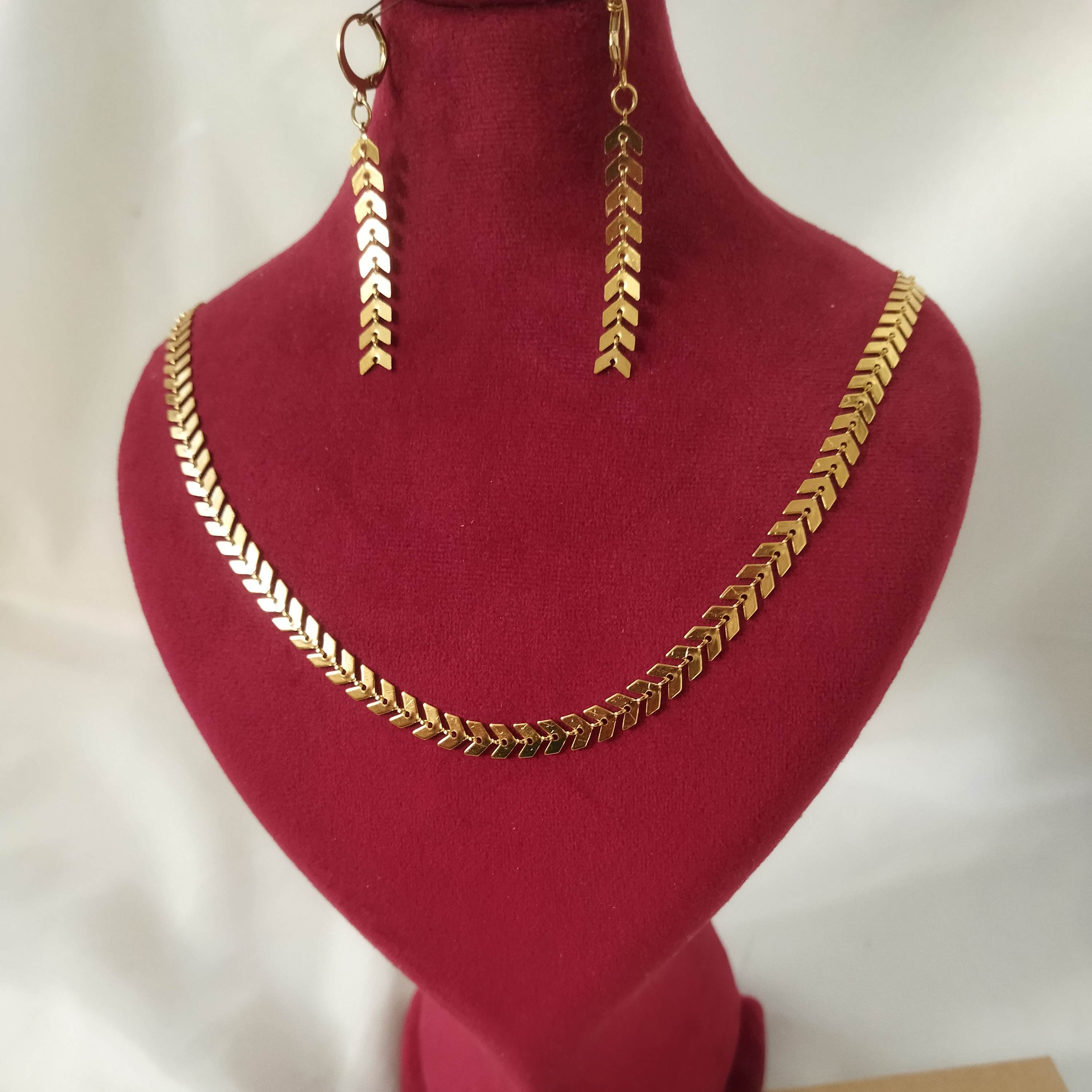 گردنبند وگوشواره گندمی استیل