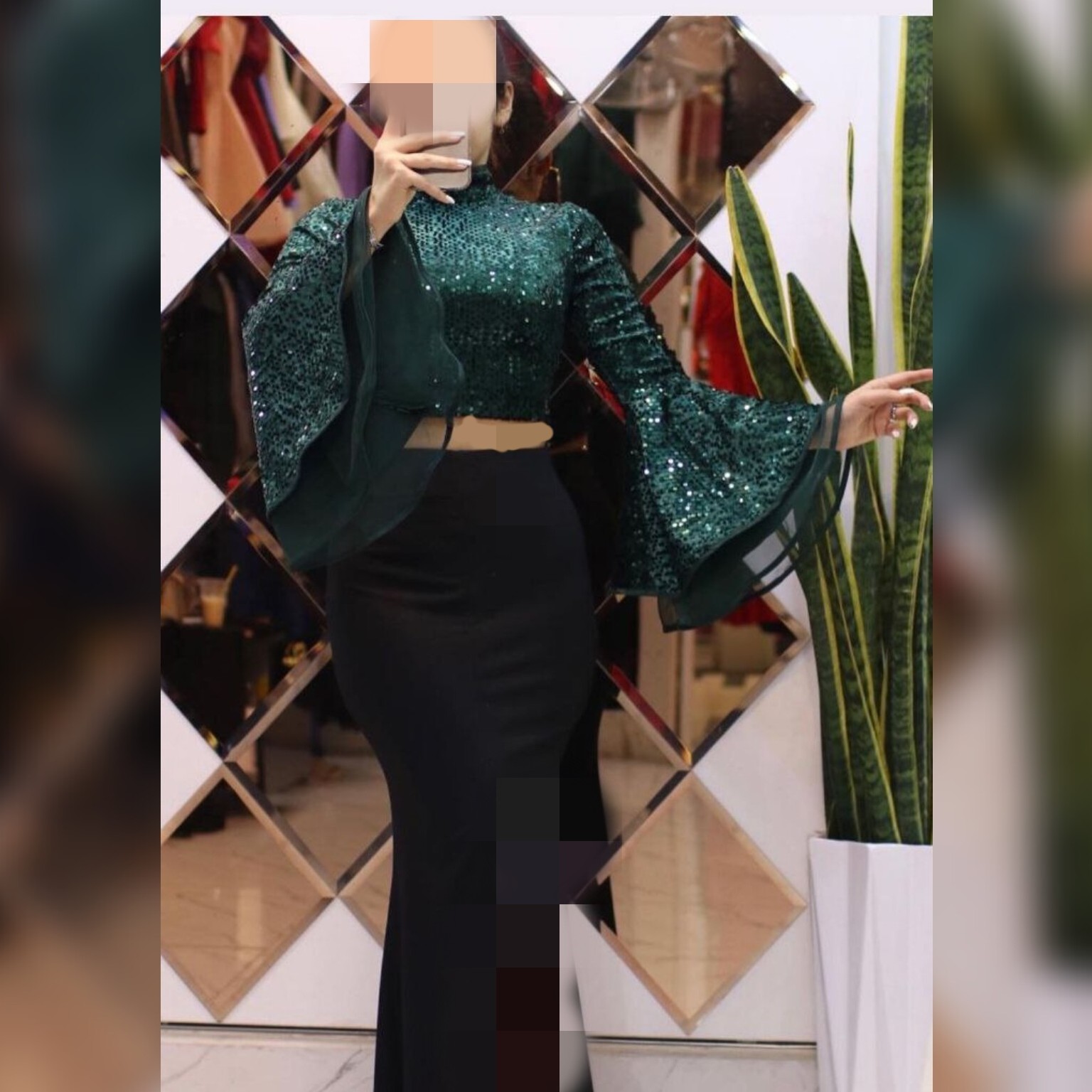 شومیز آستین کلوش مخمل پولک