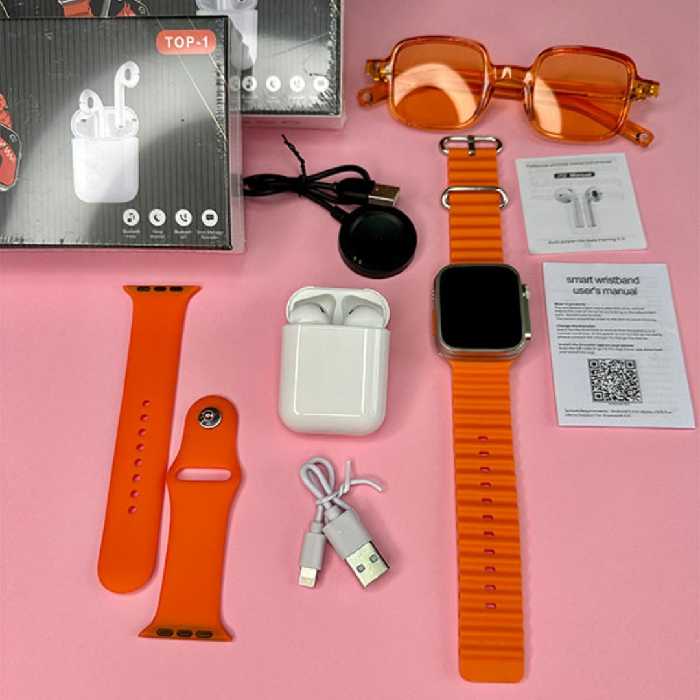 ارسال رایگان پک اپل واچ و ایرپاد T99 Ultra سری 8 فول امکانات بهترین کیفیت به همراه بند اضافه