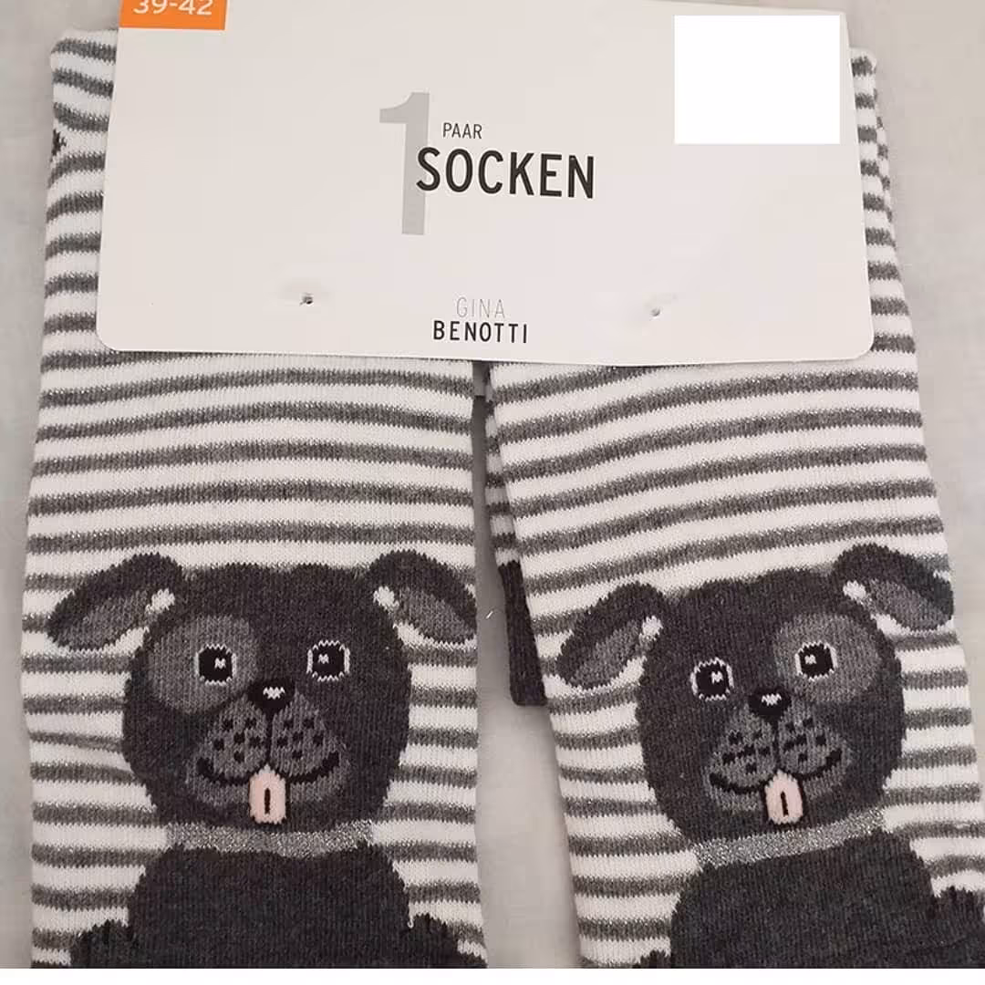 جوراب ساق بلند  برند جینابنوتی سایز استاندارد رنگ طوسی سفید