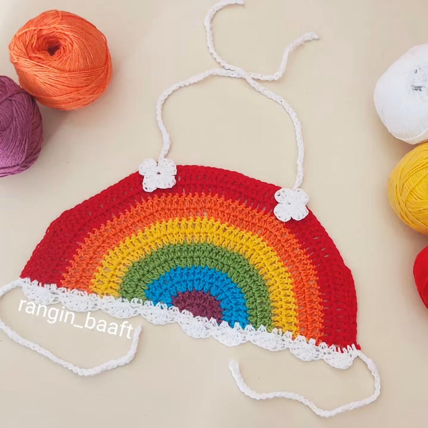 نیم تنه ی نوزادی طرح رنگین کمان سایز 6ماه