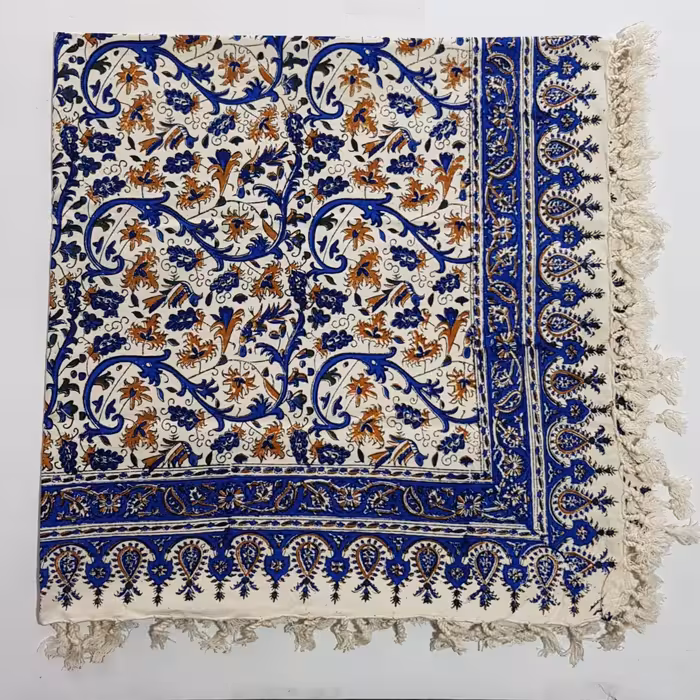 رومیزی قلمکارباغ انگورآبی200در135