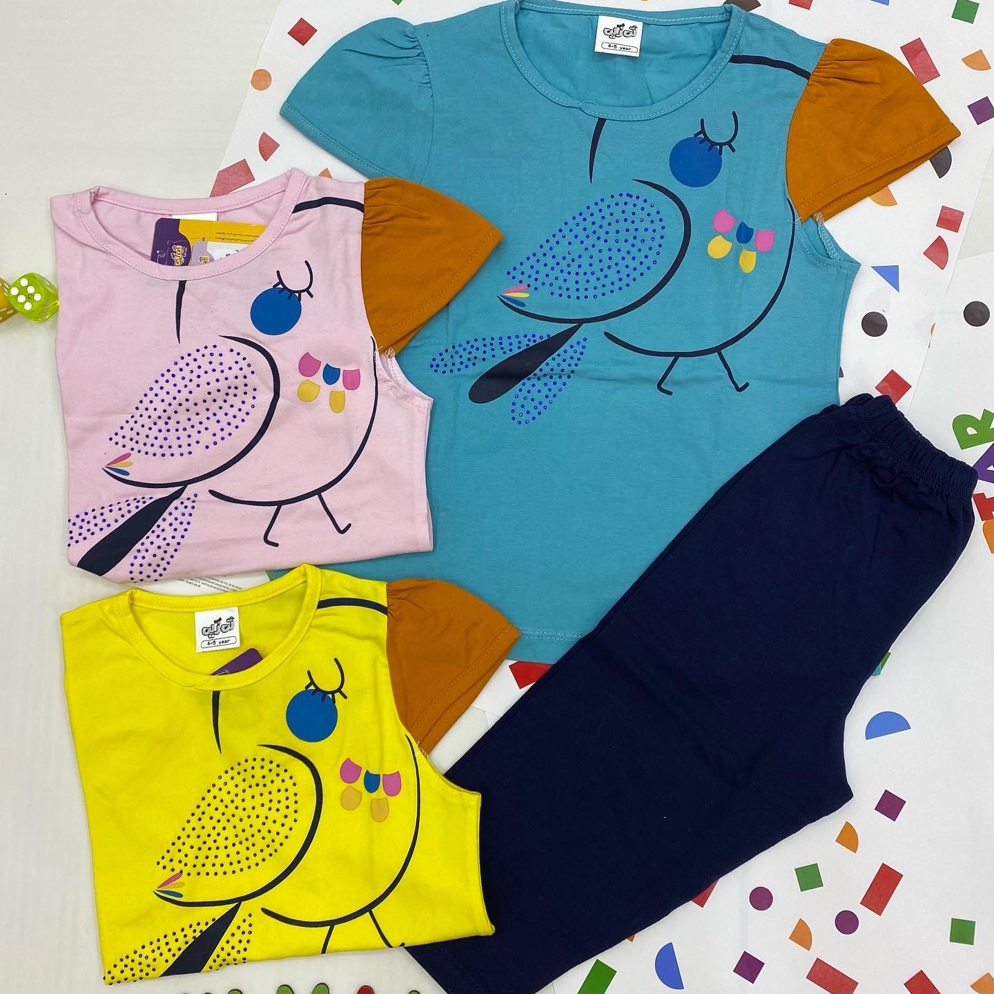 تیشرت و شلوارک دخترانه طرح پرنده