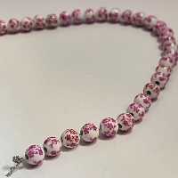 مهره چینی گل دار صورتی تک عددی