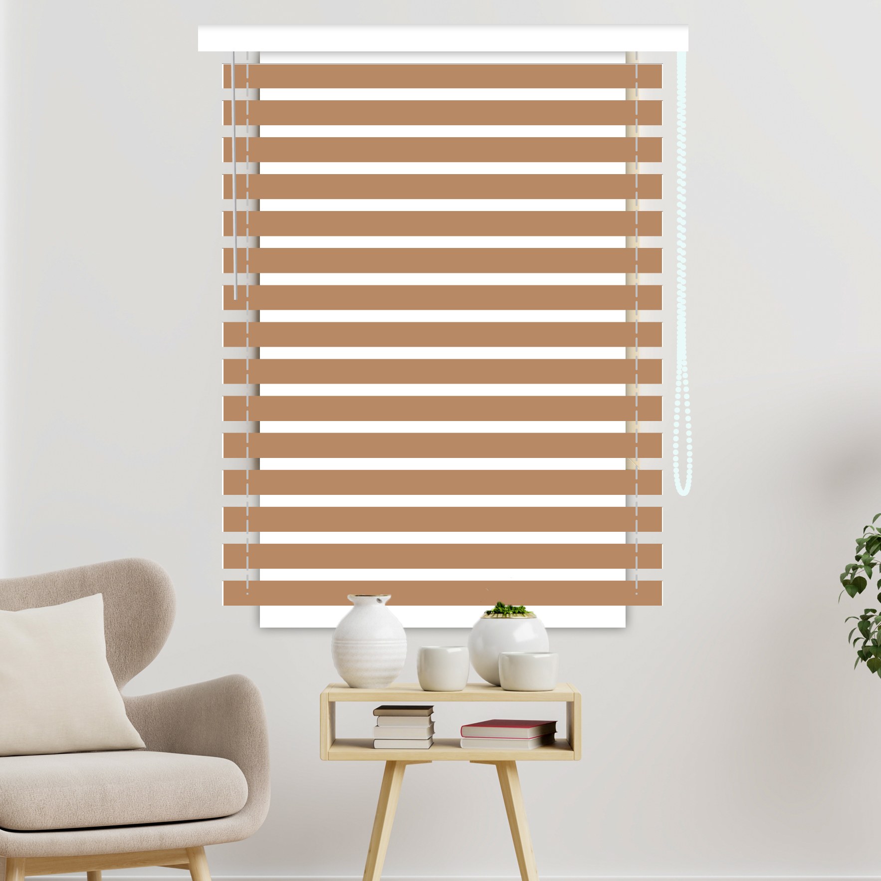 پرده زبرا ساده کنفی رنگ اجری عرض 1متر ارتفاع 1 متر