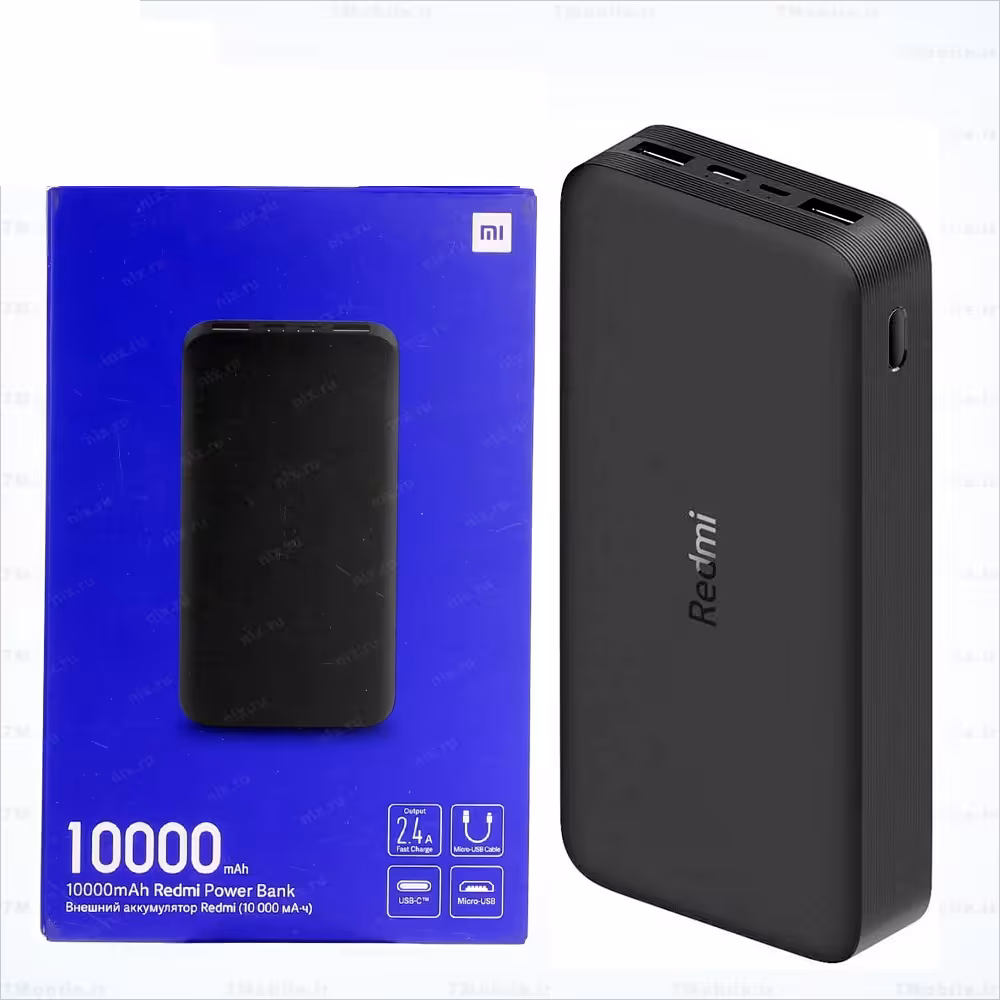 پاوربانک شیائومی مدل Redmi PB100LZM ظرفیت 10000 میلی آمپر ساعت به همراه کابل تبدیل microUSB