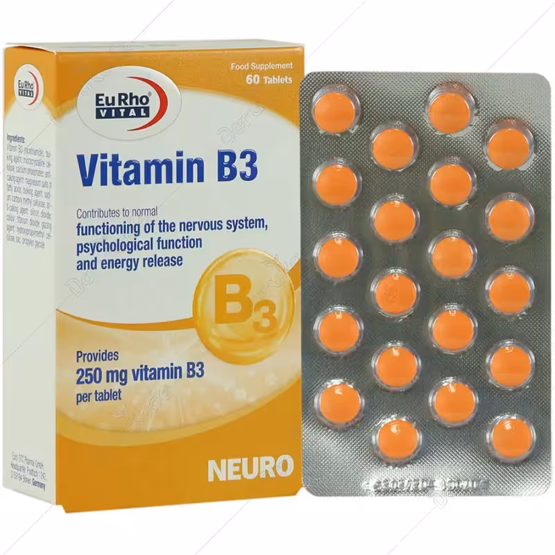 قرص ویتامینB3، 250 میلی گرم یوروویتال 60 عدد