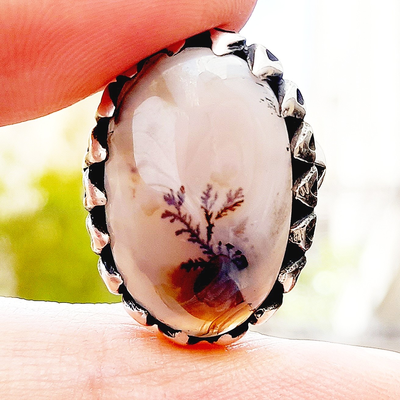 انگشتر نقره شجر تک درخت با منظره مشخص