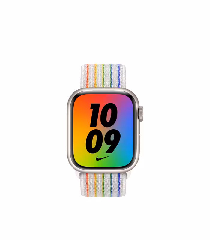 ساعت هوشمند اپل واچ نایک سری 7 مدل Starlight Aluminum Case with Nike Sport Loop Band 41mm