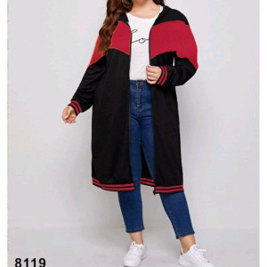 سویشرت بلند کلاه دار جلو زیپ‌ سایز بزرگ