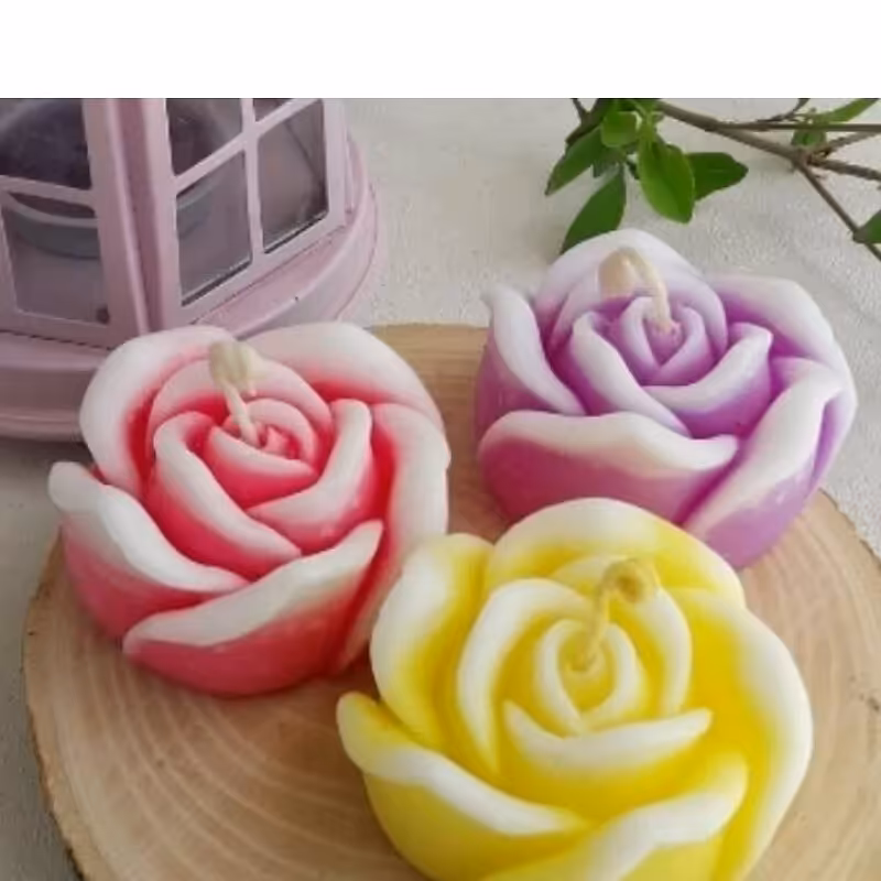 شمع گل رز پک 10عددی دررنگ های متنوع