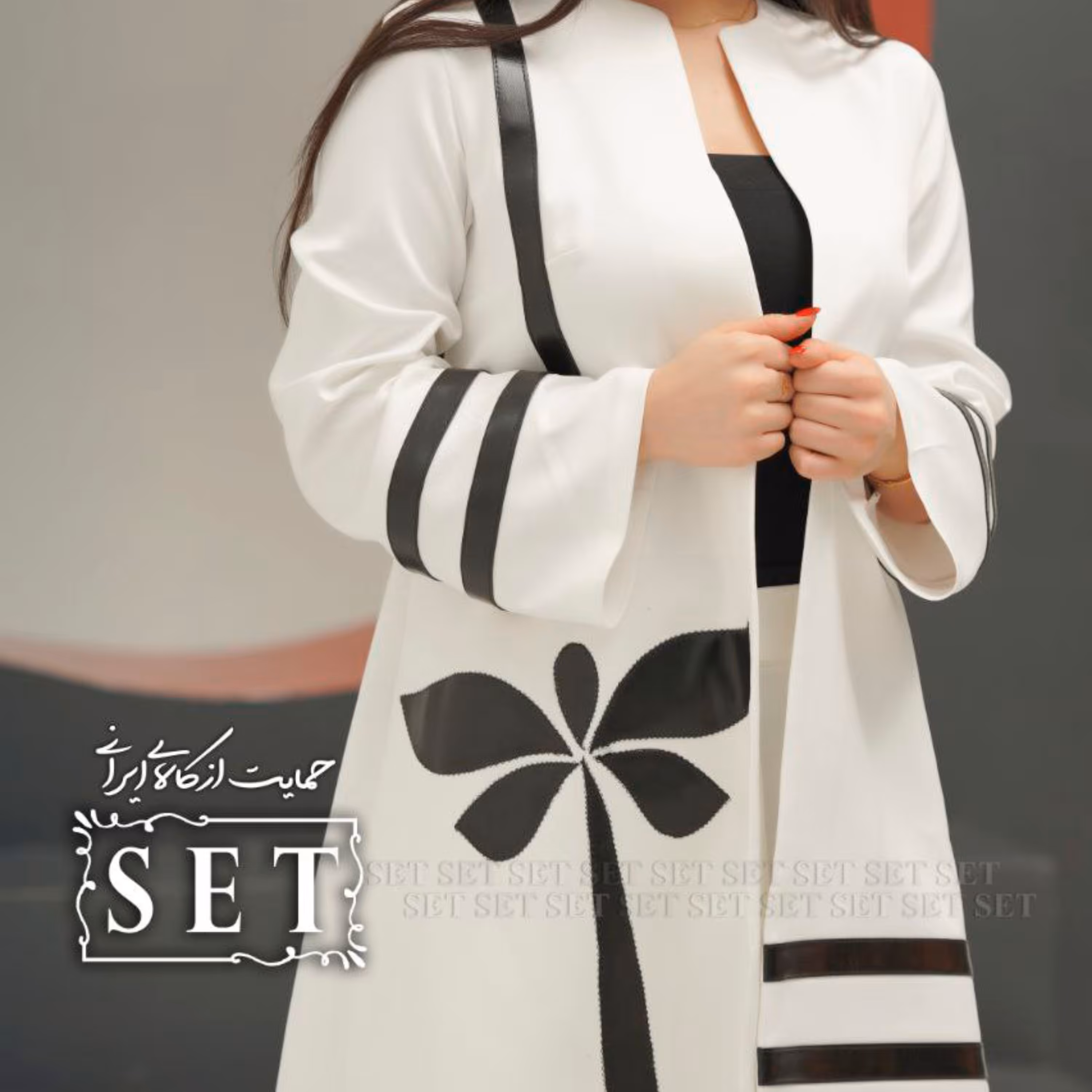 مانتو مجلسی مدل سنجاقک رنگ سفید آف وایت برند SET