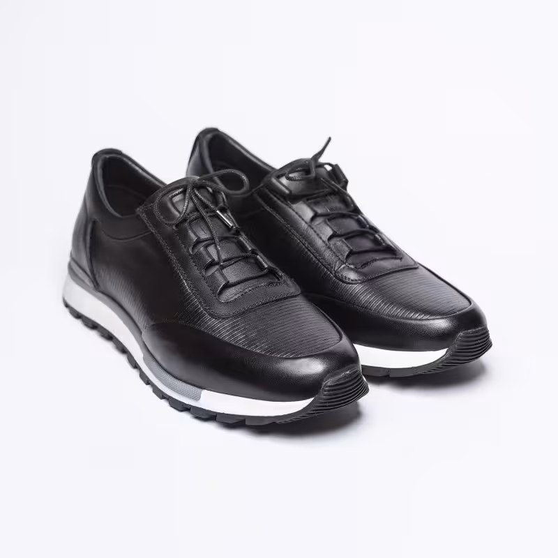 کفش چرم مردانه مدل رابرتو مشکی