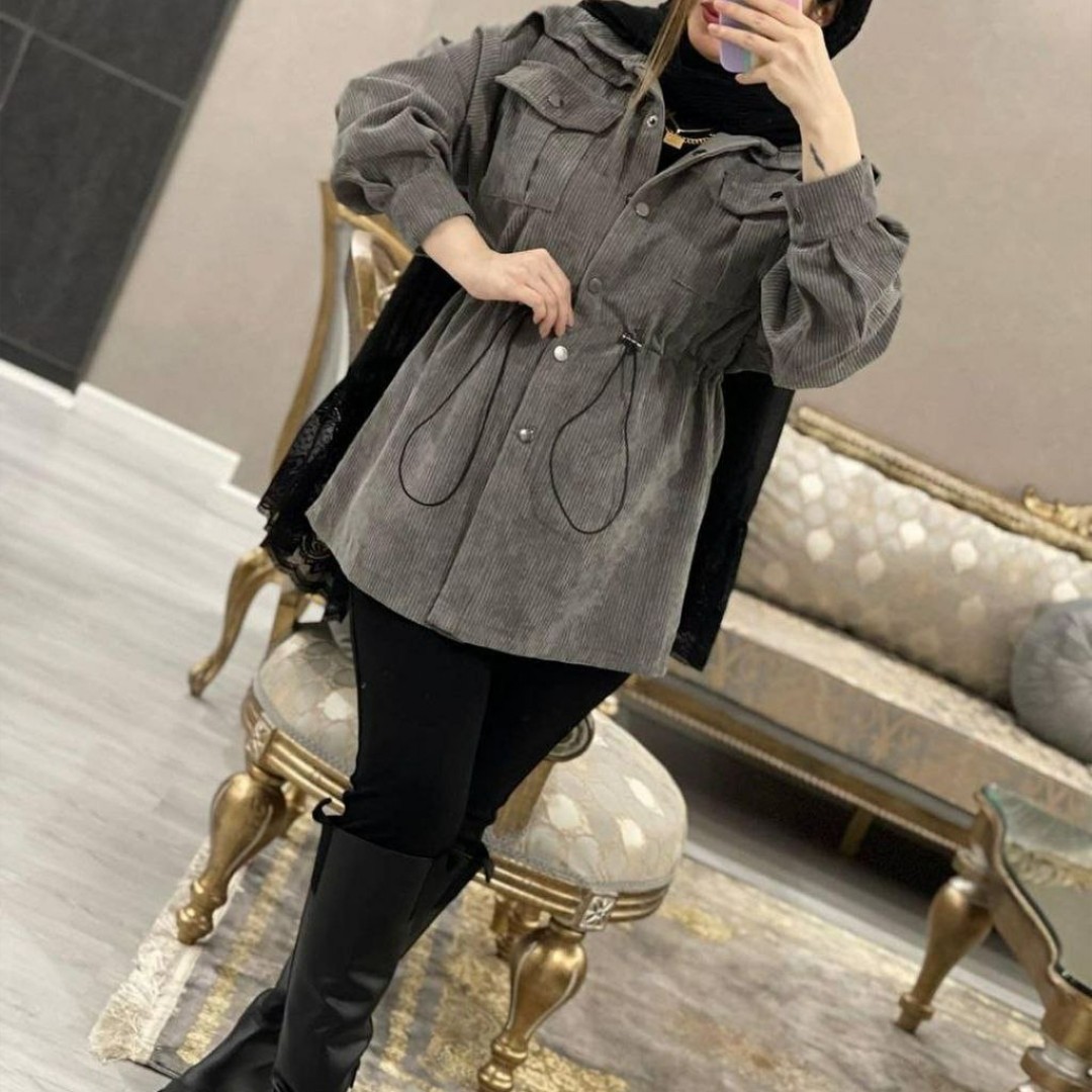 مانتو پاییزه مخمل کبریتی