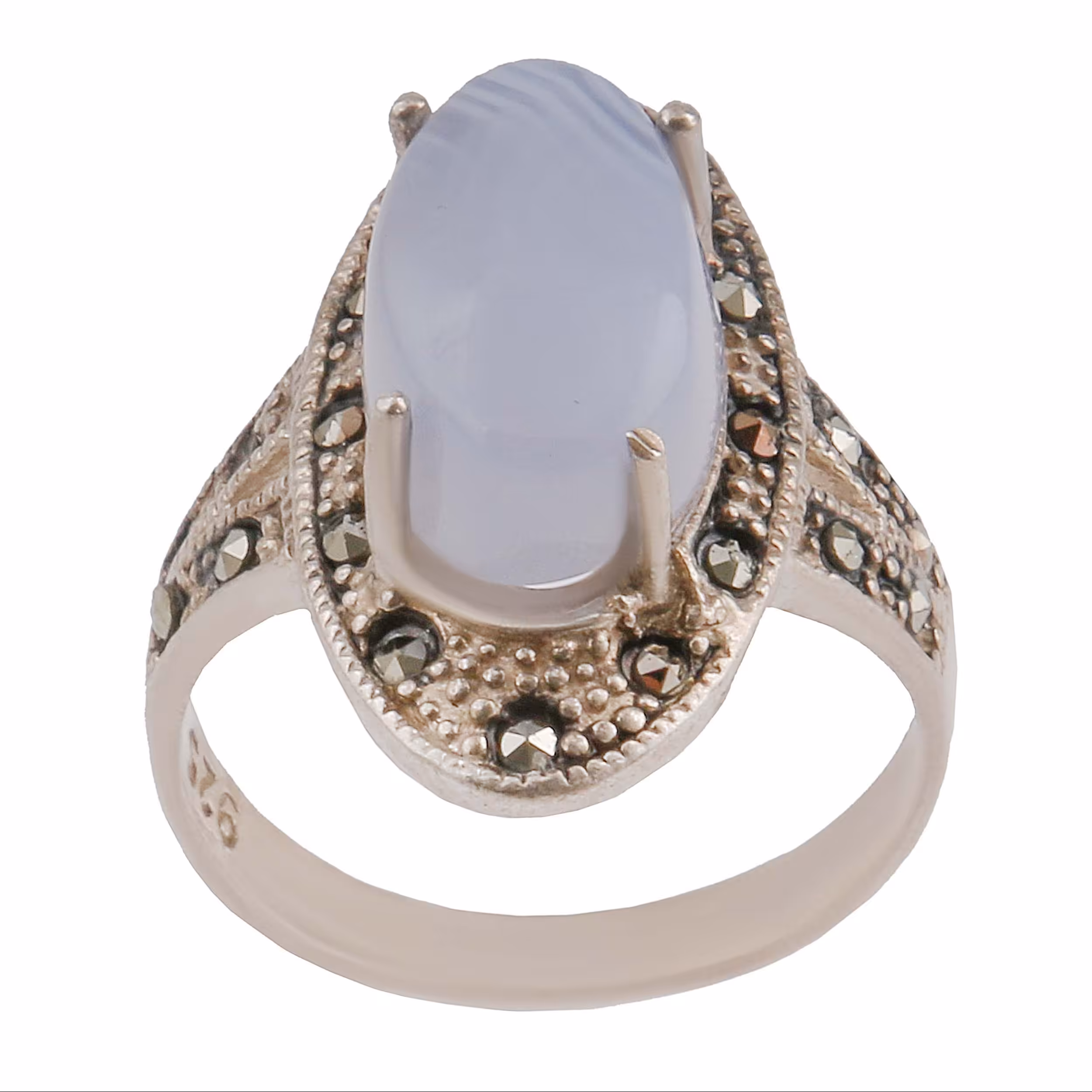 انگشتر نقره زنانه بازرگانی میلادی مدل سنگ عقیق سوسنی نگین مارکازیت aw641