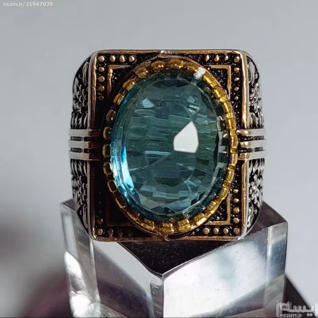 انگشتری بلو توپاز اصل و معدنی رکاب جوندار شیک و عالی