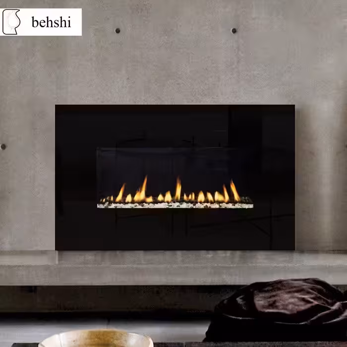 شومینه گازی دیواری تمام شیشه ابعاد 90در 55