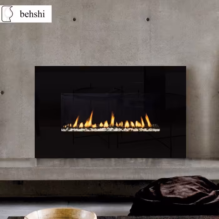 شومینه گازی دیواری تمام شیشه ابعاد 90در 55