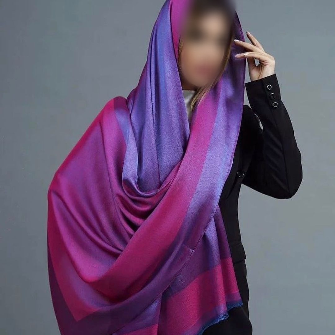 شال بامبو بنفش سرخابی دورنگ