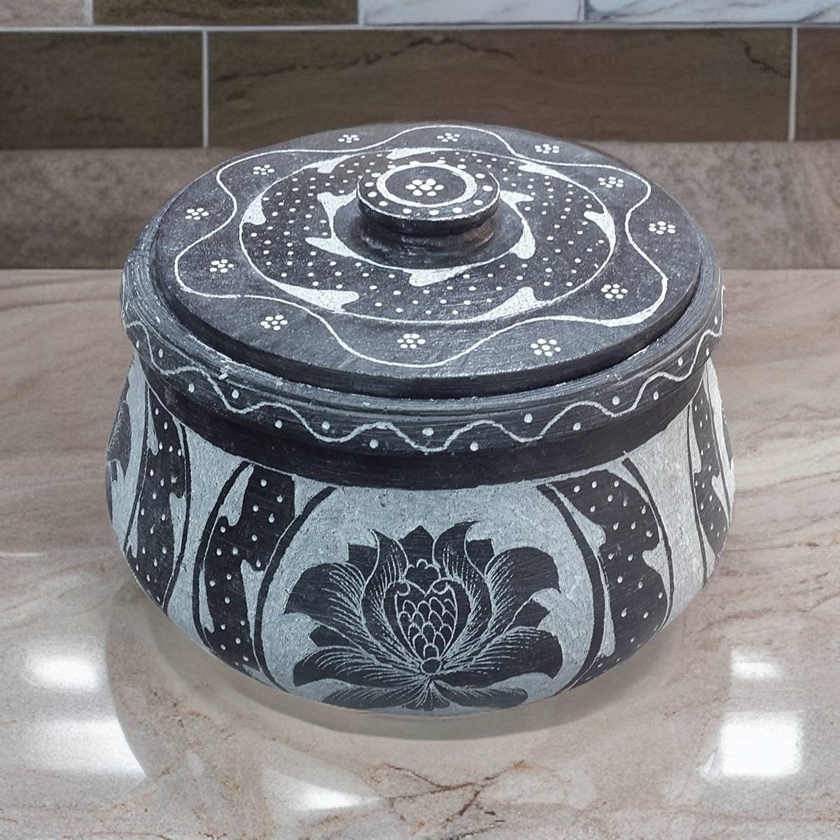 دیگ سنگی مدل قلم کاری 8 نفره