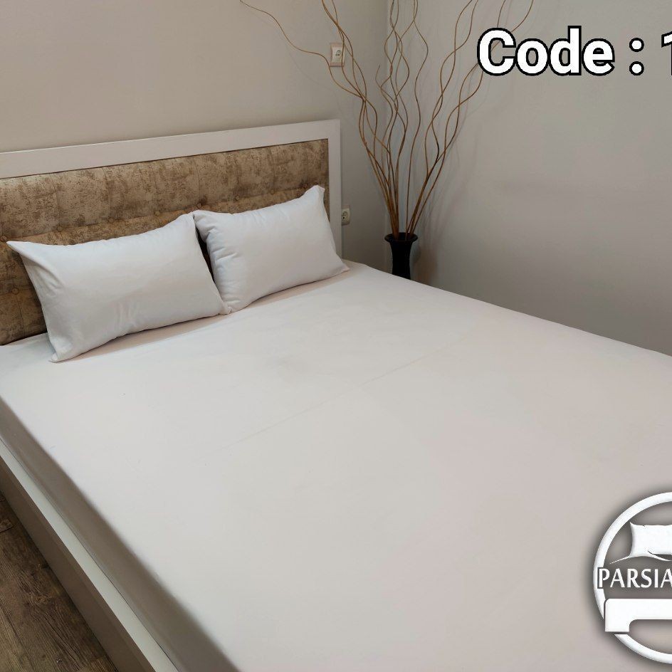 نیم ست ملحفه کشدار تکنفره 2 تکه ساده رنگ سفید ابعاد80در180 