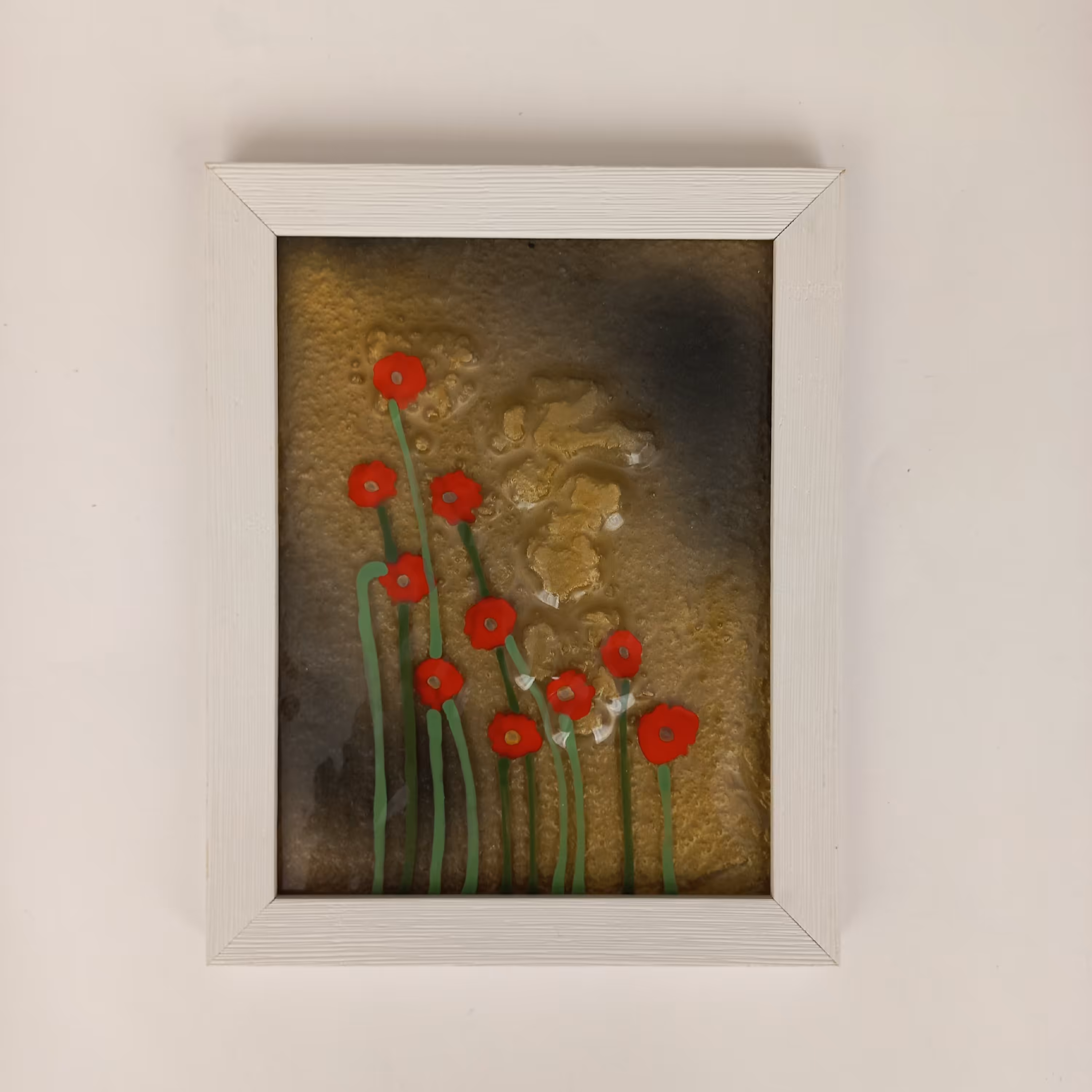 تابلو شیشه ای دستساز رویاهای خیس با قاب سفید