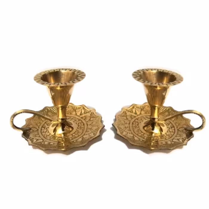 جاشمعی انگشتی برنجی جفتی مدل 07 شمعدان وارداتی برنزی