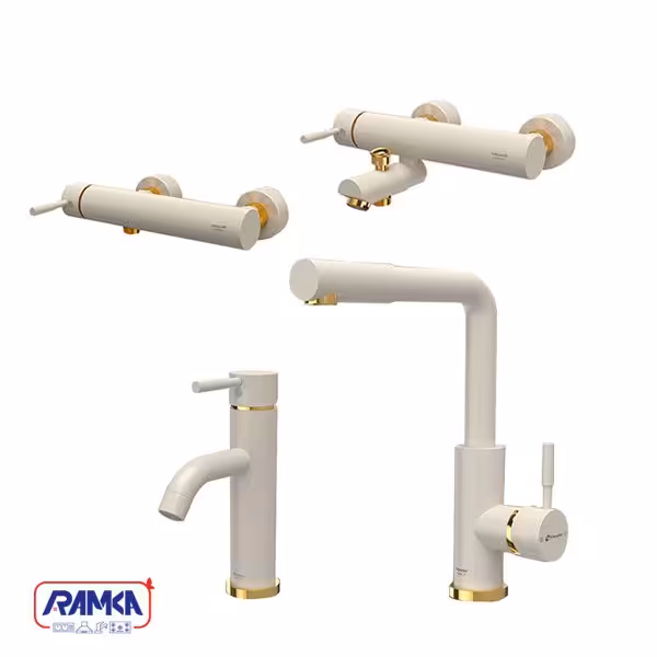 ست شیرآلات شودر مدل مارینو شیری طلایی