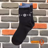 جوراب پشمی گرم طرح برف رنگ سرمه ای کد KB06  مناسب پاییز و زمستان