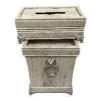 سطل و جا دستمال چوبی طرح دار 