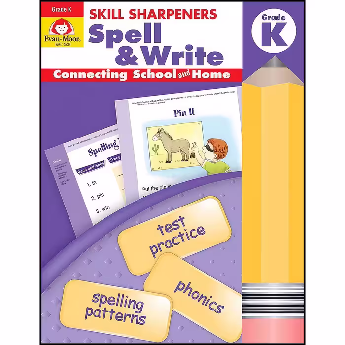 کتاب زبان اصلی Skill Sharpeners Spell  Write Kindergarten