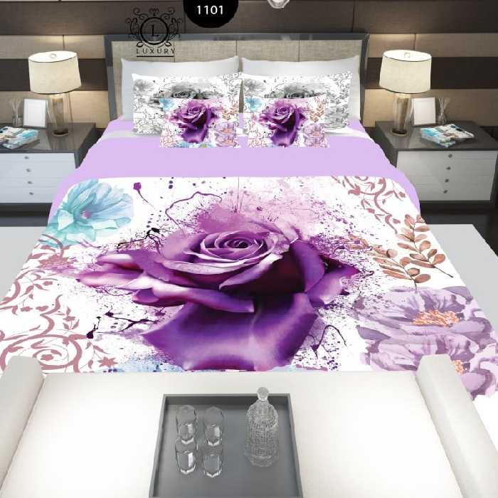 سرویس  روتختی دونفره 8تکه چاپی قابل ست با پرده با انتخاب جنس پارچه کد 1101