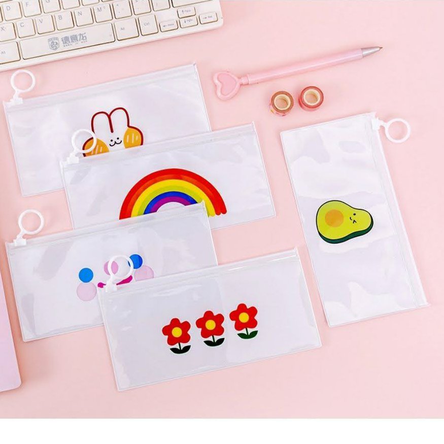 جامدادی فانتزی  شفاف طلقی زیپ کیپ دار  🤩