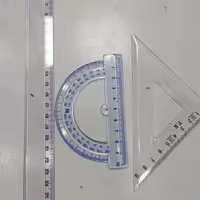 خط کش سی سانت شیشه ای بعلاوه گونیا شیشه ای بعلاوه نقاله شیشه ای 