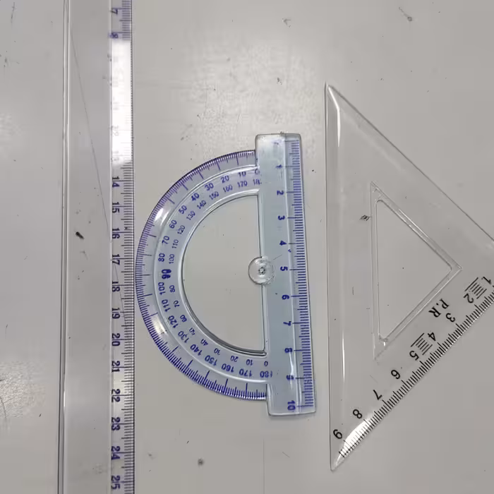 خط کش سی سانت شیشه ای بعلاوه گونیا شیشه ای بعلاوه نقاله شیشه ای 