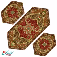 رومیزی ترمه ابریشم رضایی یزد سه تیکه طرح سپند