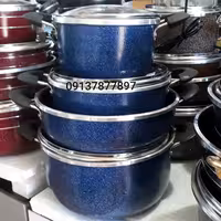 سرویس قابلمه 7پارچه داخل زنبوری  قابلمه لب چدن