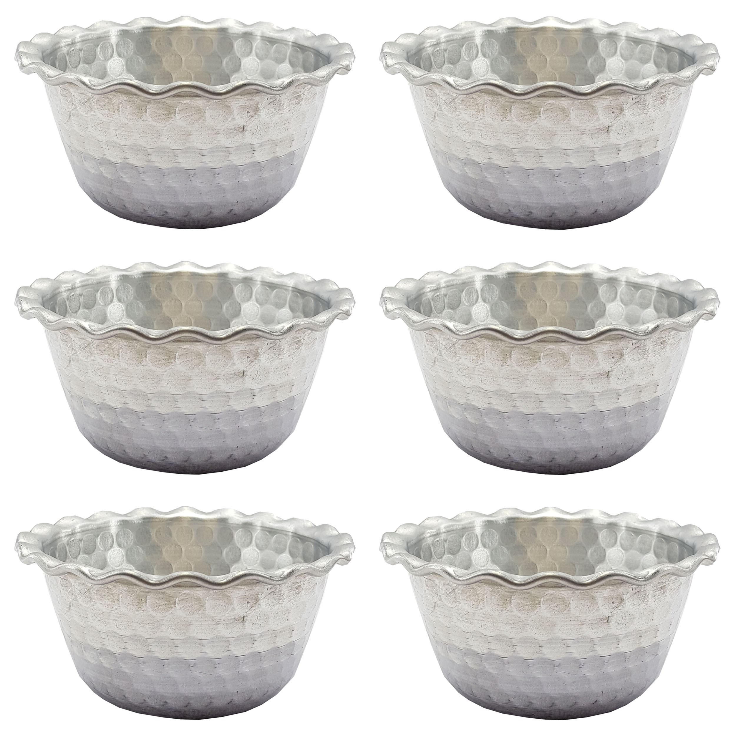 پیاله روحی سایز 3 قطر 13 سانت مدل چکشی لب کنگره بسته 6 عددی کد 1012