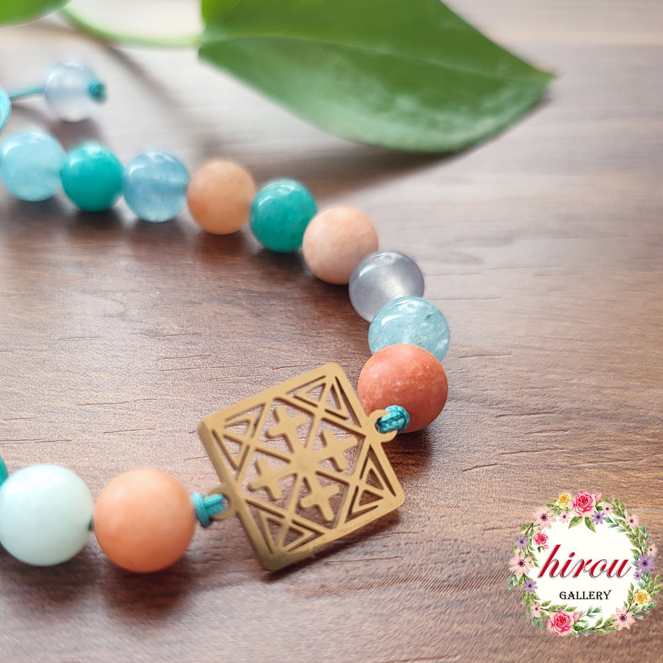 دستبند سنگی با پلاک استیل رنگ ثابت ضد حساسیت 