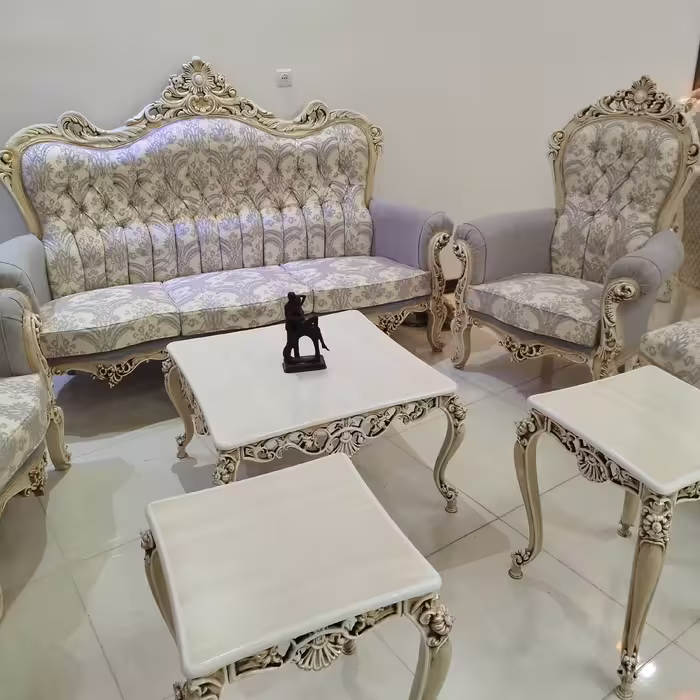 مبل استیل کلاسیک 9نفره مدل نگین دسته متکایی