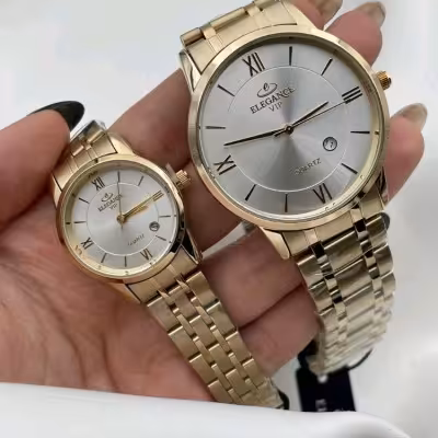 ساعت ست مردانه و زنانه برند الگانس طلایی رنگ