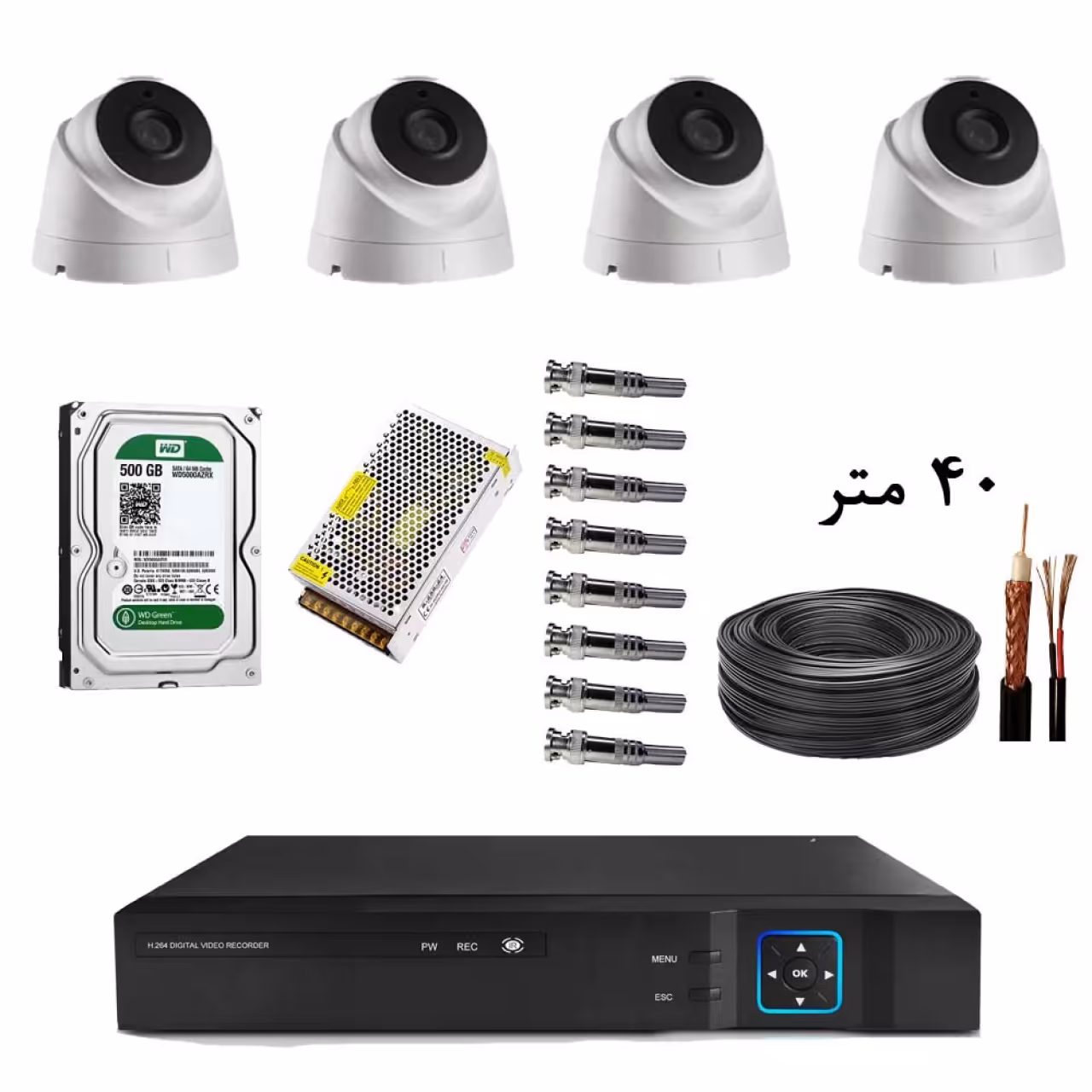 پک آماده نصب 4 دوربین مدار بسته دام 2 مگاپیکسل کد 003