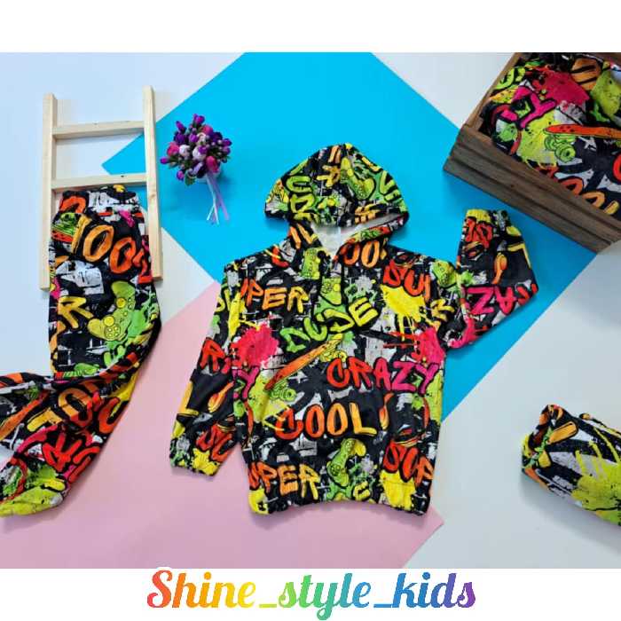 هودی شلوار اسپرت مخمل مناسب 4 تا 10 سال 