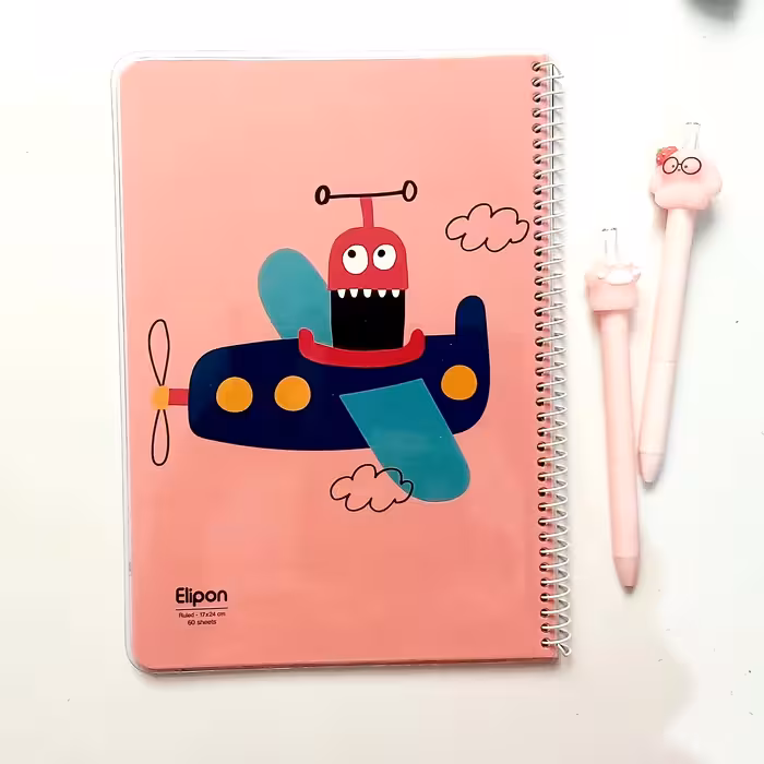 دفتر 60 برگ مجلد   الیپون طرح هواپیما